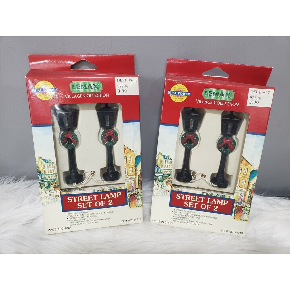 NEW! LEMAX VILLAGE COLLECTION STREET LAMP SET OF 2, 2 PACKAGES village vintage